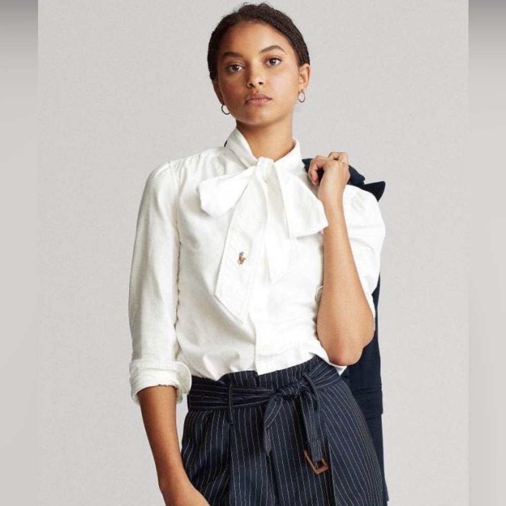 Polo Ralph Lauren Cotton Tie Neck Shirt Size 6.